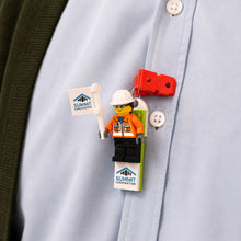 Load image into Gallery viewer, Build Your Own - Branded Minifigure Lanyard badge/ Lapel clothing clip - With Your LOGO - For Corporate Trade shows & Events