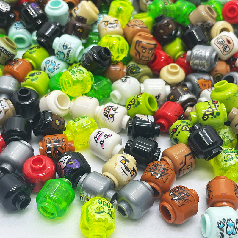 Minifigure Heads Multi-Coloured - bulk parts pack Qty x15 - Pre-loved LEGO®