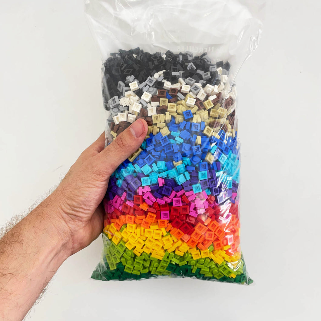 Bulk Buy - 1 x 1 Plates - 6000 Pieces (1kg) - Rainbow Pack - Unbranded