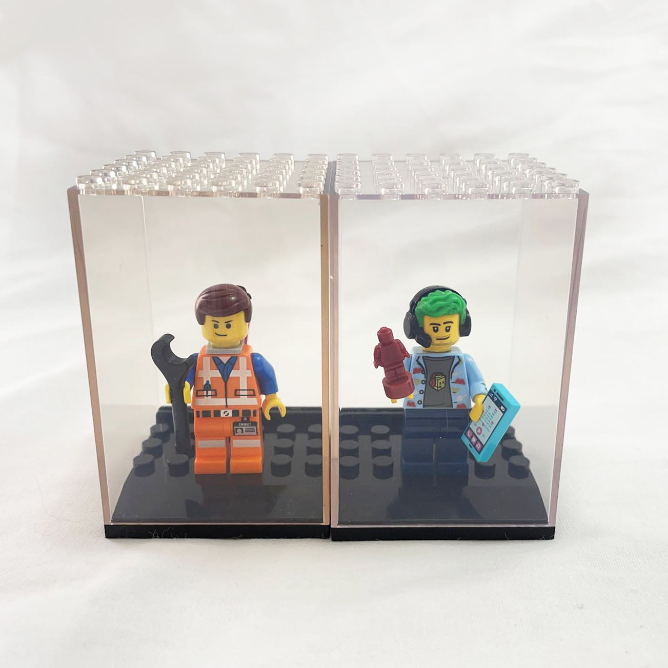 Display Cases For Minifigures - Stackable and with branding features  - Unbranded