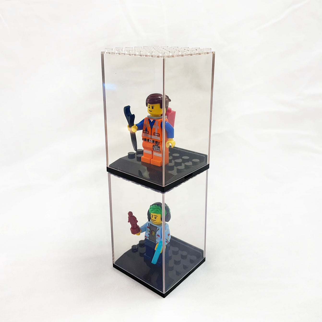 Display Cases For Minifigures - Stackable and with branding features  - Unbranded