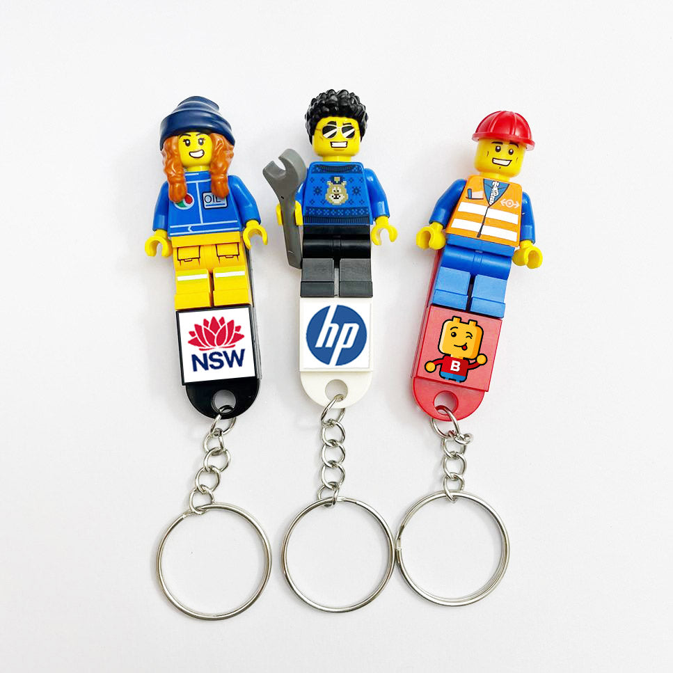 Build Your Own - All-In-One Branded Minifigure Keyrings/keychains Package - For Corporate & Events