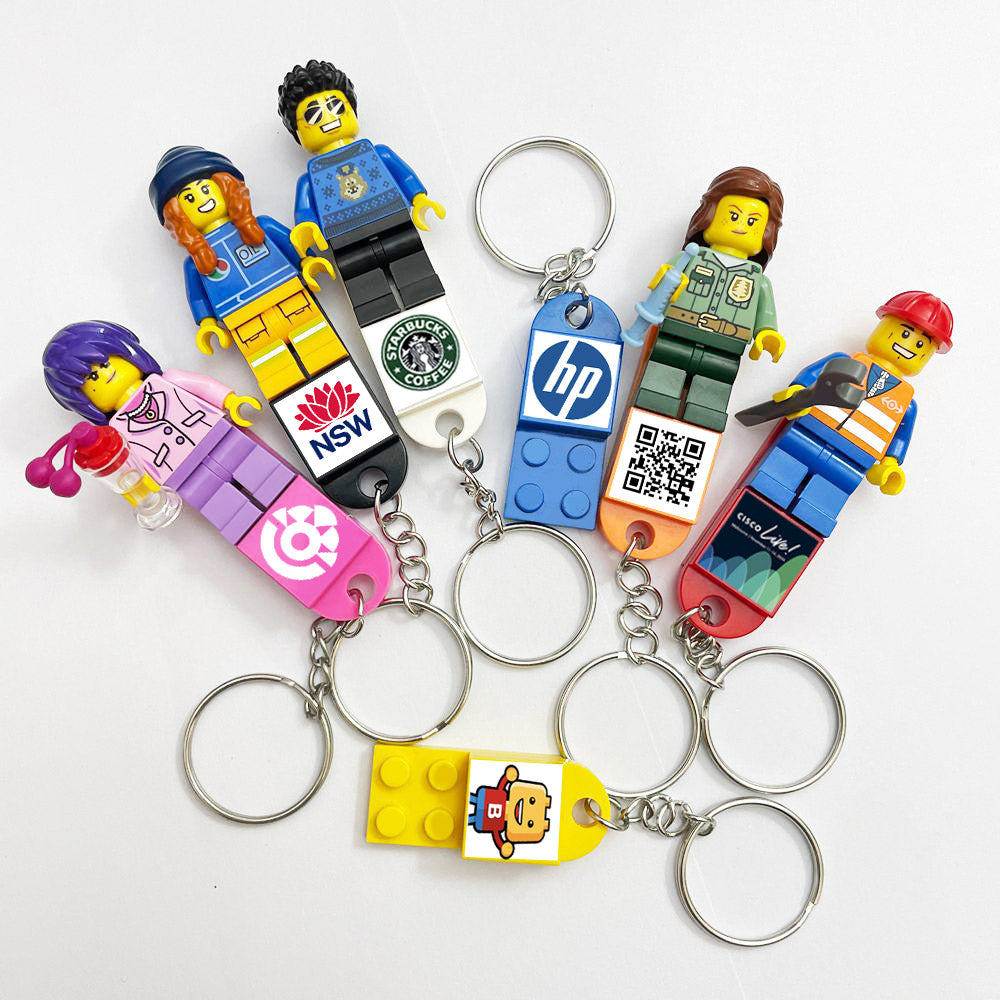 Build Your Own - All-In-One Branded Minifigure Keyrings/keychains Package - For Corporate & Events