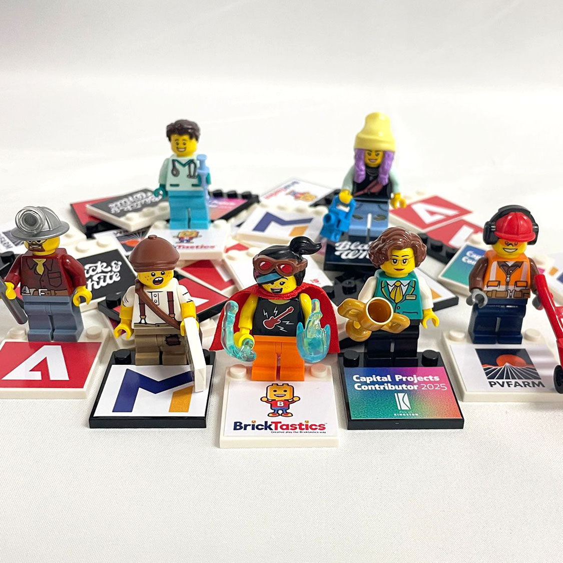 Branded Display Plates 4X4 (Extra Large Branding Area)- Fits LEGO® Minifigures, For Corporates & Events