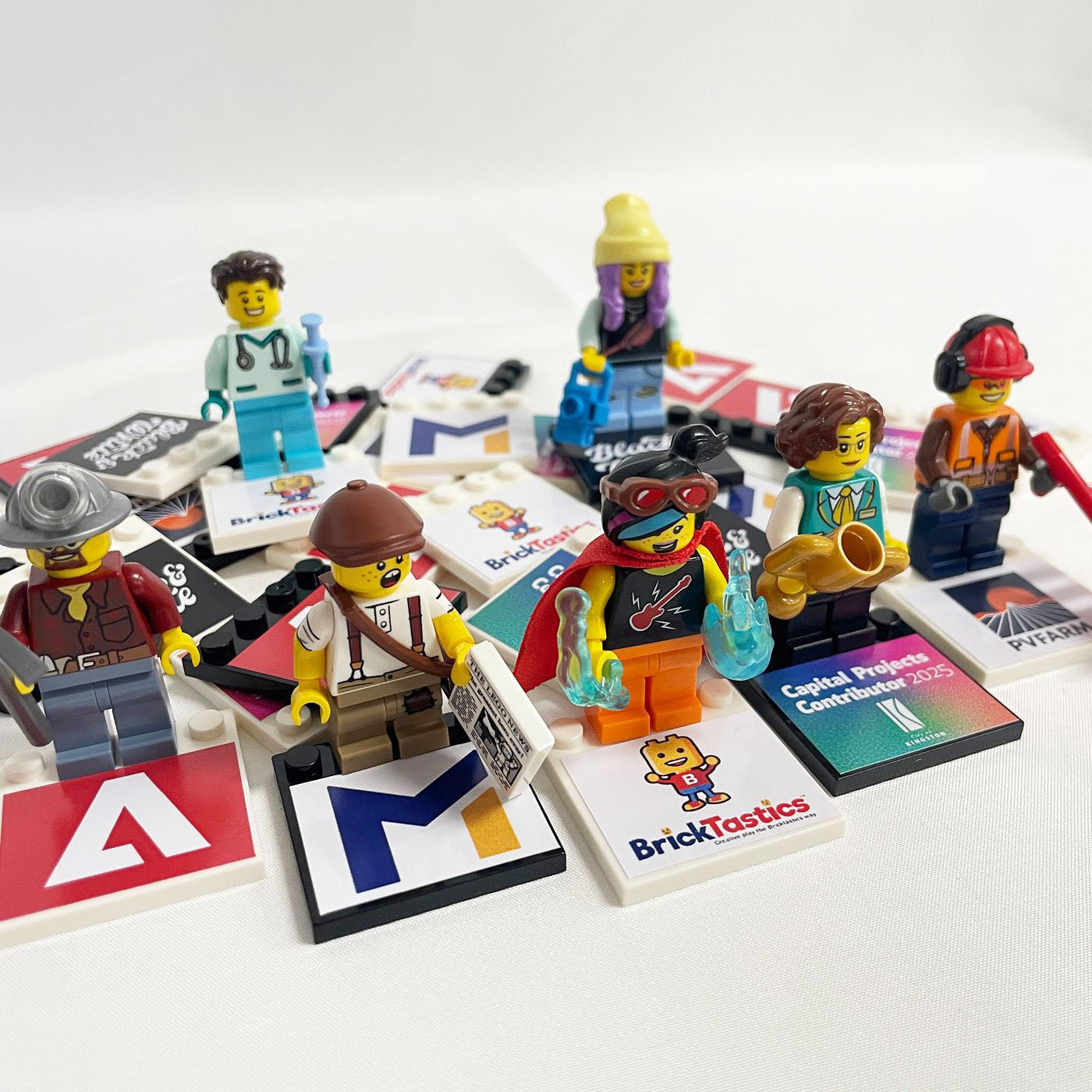 Branded Display Plates 4X4 (Extra Large Branding Area)- Fits LEGO® Minifigures, For Corporates & Events