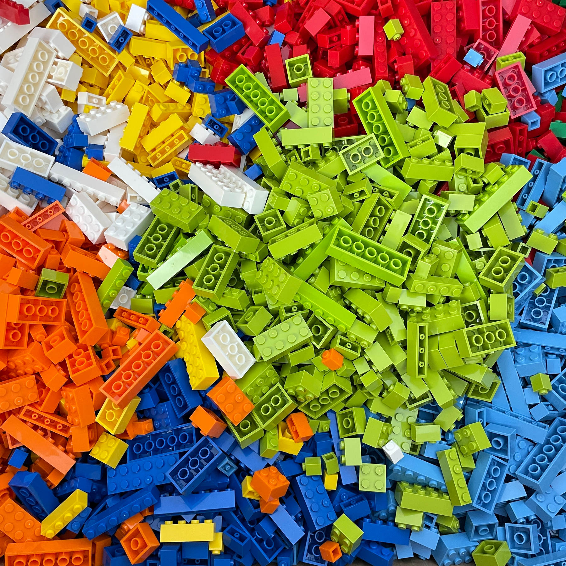 Basic Bricks Packs - 1x1, 1x2, 2x4, 2x4, 2x2+ stud - Choose your colour - 375+pcs (500g) Mix