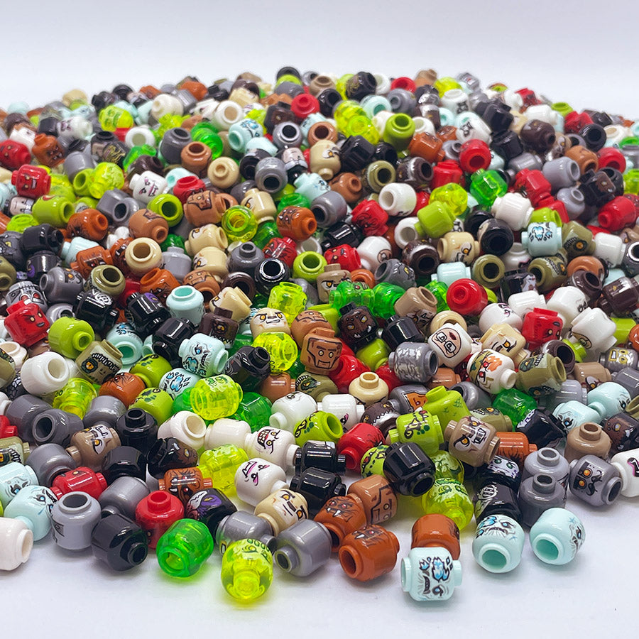 Minifigure Heads Multi-Coloured - bulk parts pack Qty x15 - Pre-loved LEGO®